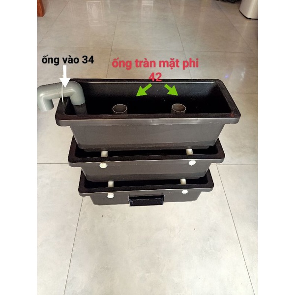 Baki lọc hồ cá kết hợp ngăn lắng tách phân kt 1 tầng 48 x 20 x 16 cm