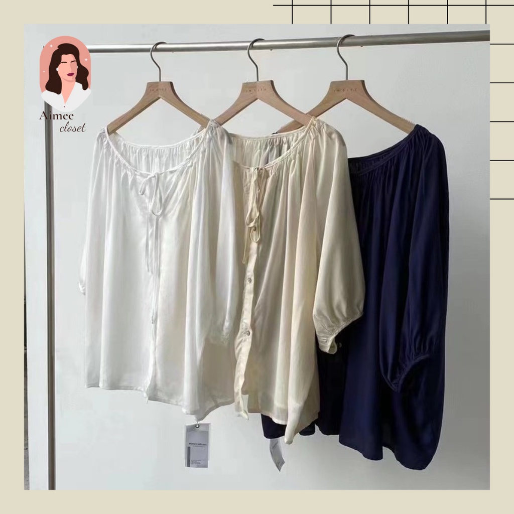Áo sơ mi vintage mỏng xuyên thấu Aimee closet