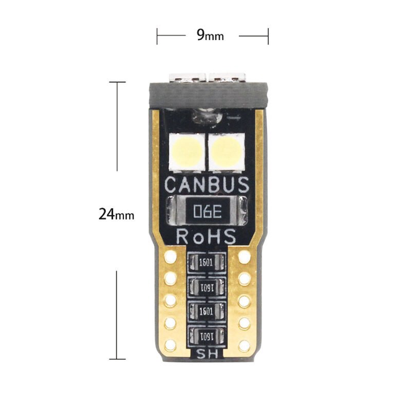 Bộ 10 bóng LED 12V 6000K T10 W5W 194 501 6 SMD 3030 không bị lỗi canbus cho xe ô tô Kevanly