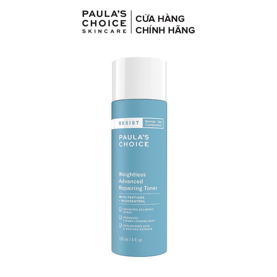 Nước hoa hồng siêu nhẹ sửa chữa hư tổn da lão hóa Paula's Choice Resist Weightless Advanced Repairing Toner 118ml 7780