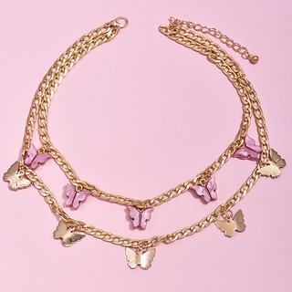 Vòng cổ choker mạ vàng 18K trang trí hình bươm bướm đáng yêu thời trang cho nữ