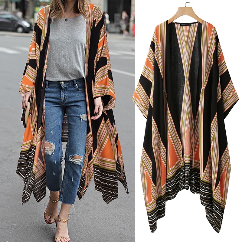 Áo khoác cardigan ZANZEA vạt xéo họa tiết thời trang cho nữ
