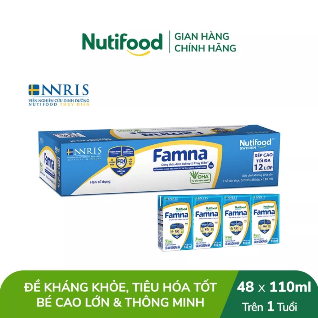 [HSD T6-2022] Lốc 4 Hộp Sữa Bột Pha Sẵn Nutifood Famna 110ml