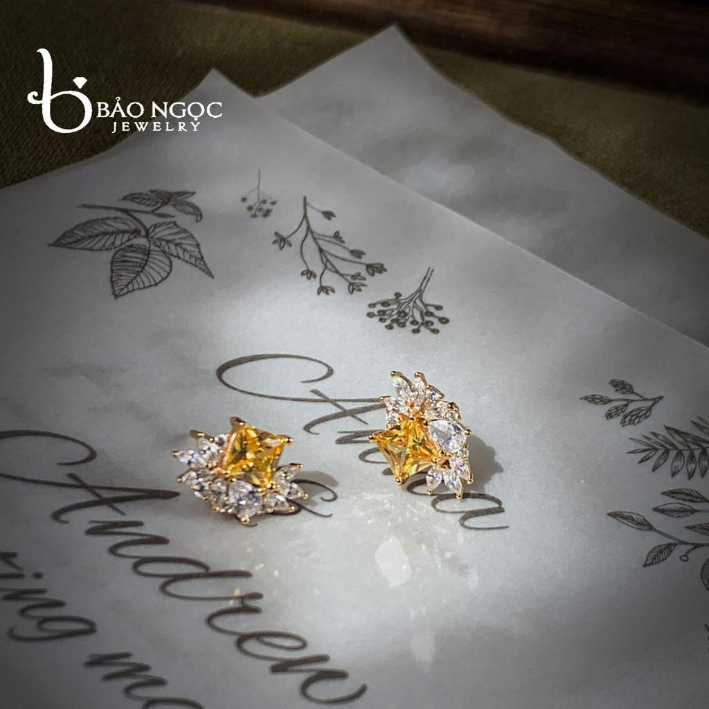 Bông tai bạc S925 mạ vàng 18K nhẹ nhàng kiểu Pháp cổ điển cho nữ - B2819 - Bảo Ngọc Jewelry