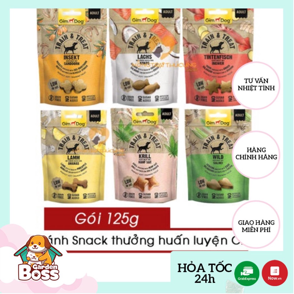 Bánh snack thưởng GimDog Train &amp; Treat cho chó cưng – Boss Garden