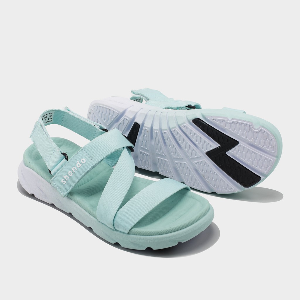 Giày Sandals Nữ Shondo F6 Sport Ombre Đế 2 Màu Xanh Mint Trắng F6S0442