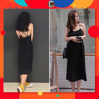 Đầm suông hai dây maxi đan chéo lưng, váy 2 dây nữ vải đũi xước siêu mịn thoáng mát