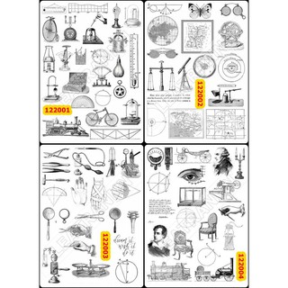 Sticker Washi A4 [ DỤNG CỤ KHOA HỌC] Dạng Lì Trang Trí Bullet Journal Siêu Đẹp  (122001-122004)