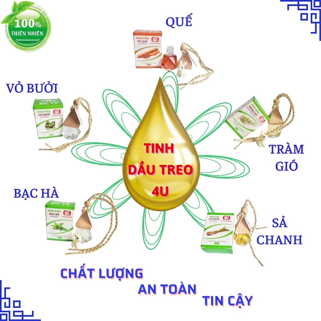 Tinh dầu tràm nguyên chất chai treo 4U đa công dụng, an toàn cho mẹ bầu và em bé