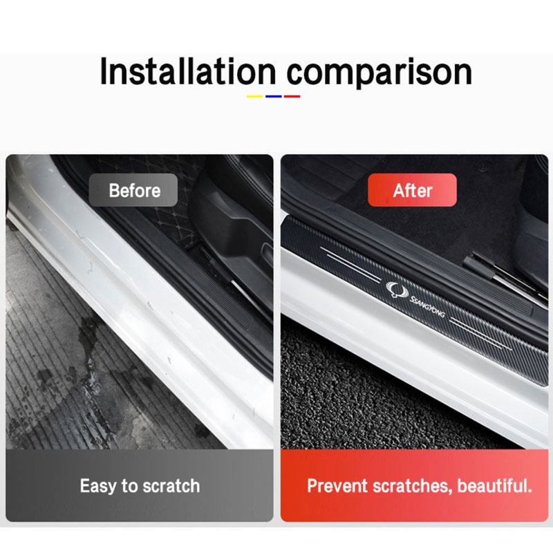 Miếng Dán Bảo Vệ Viền Cửa Xe Hơi Bằng Sợi Carbon Chống Trầy &amp; Nước