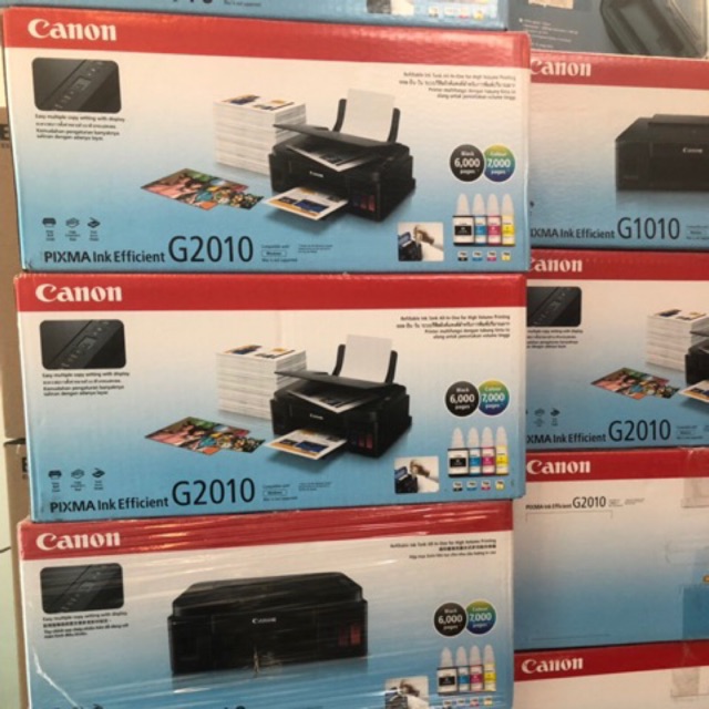 Máy in canon G2010 scan copy in ảnh thẻ, tài liệu, tờ rơi, hoá đơn,in menu màu tặng 4 chai mực+1 xấp giấy in ảnh