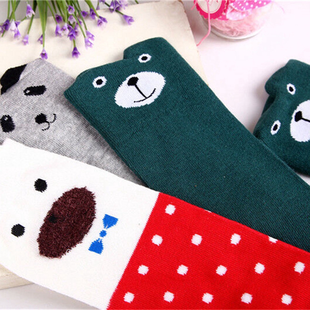 Đôi tất chân cao qua gối in hình động vật dễ thương cho nữ