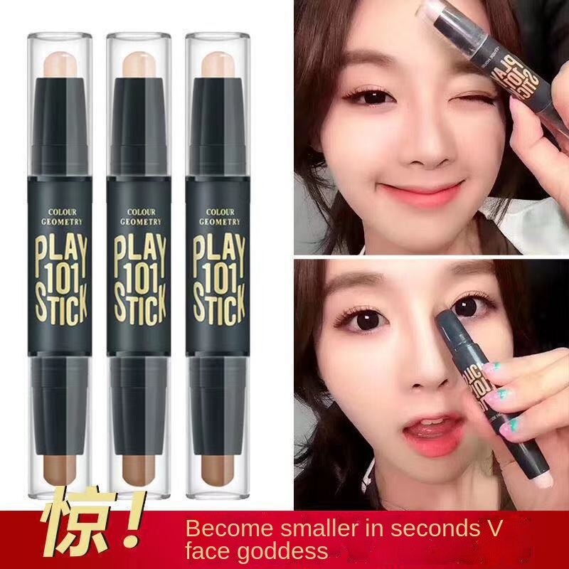 High-gloss fix stick nữ hai đầu sử dụng kép bóng mũi sửa chữa highlight bột che khuyết điểm khuôn mặt chữ V nhỏ
