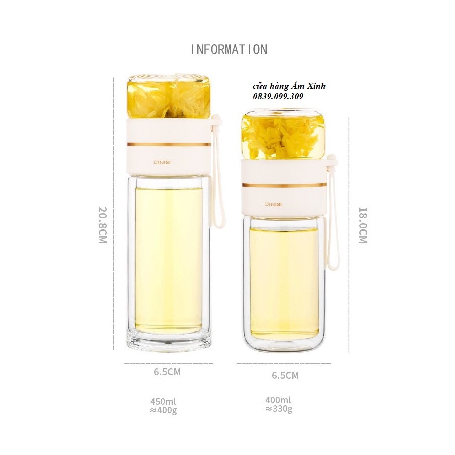 Bình Pha Trà Cao Cấp Thủy Tinh 2 Lớp Giữ Nhiệt Tốt 330 - 400 ML