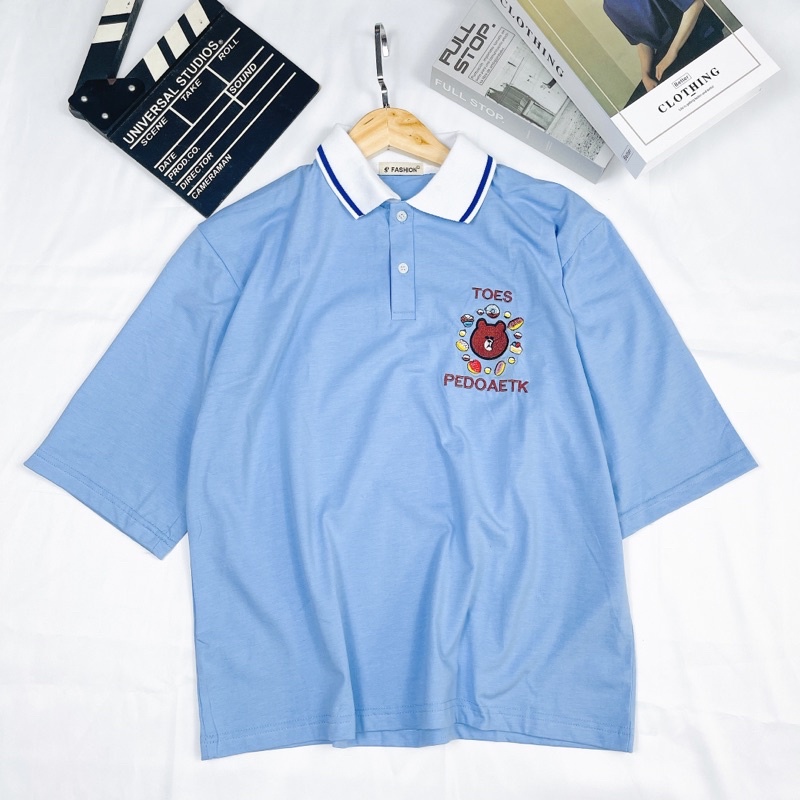 [Hàng Chất Xịn]Áo thun polo nữ thêu gấu Toes
