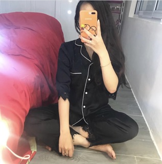 Bộ Pijama lụa ren