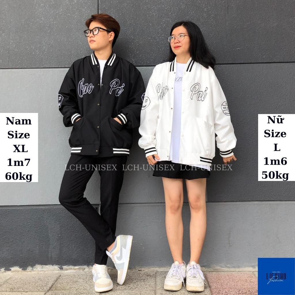 Áo khoác bóng chày nam nữ vải dù 2 lớp thêu Chaopai Bomber varsity unisex form rộng LCH