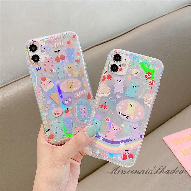 Casing INS Cute Cartoon Bear Soft Silicon Cover IPhone 11 Pro Max IPhone 7 8 6 6s Plus XR X XS MAX SE 2020 iPhone 12 Pro Max 12Mini Laser Case