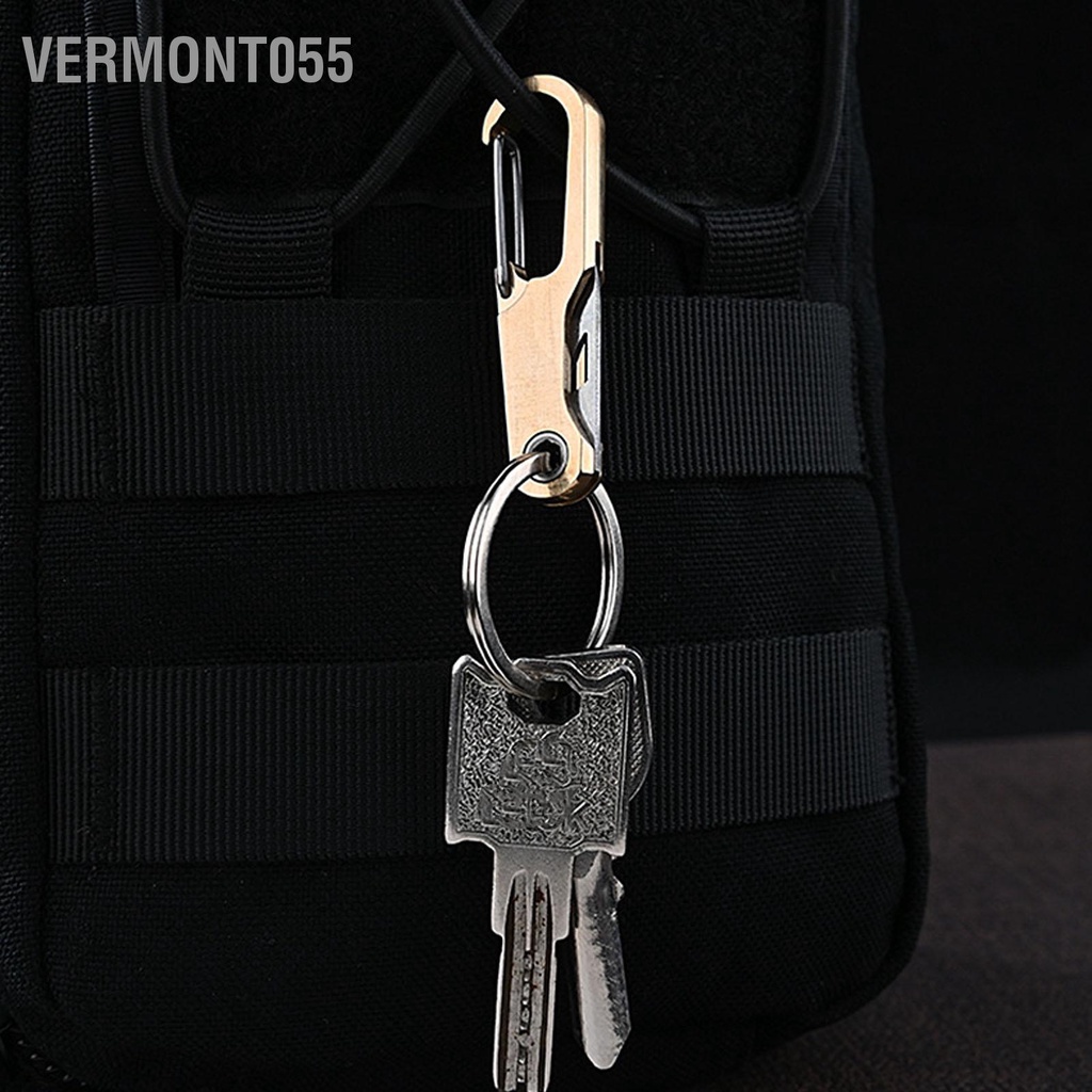 Vermont055 Mặt dây chuyền dao đa năng cầm tay bằng đồng thau với vòng đeo chìa khóa để cắm trại ngoài trời