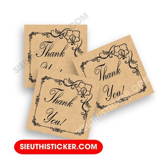 TEM DÁN THANK YOU CẢM ƠN NỀN HOA TYHV015 GIẤY KRAFT DÁN NIÊM PHONG HỘP QUÀ, BÁNH KẸO, DÁN THIỆP