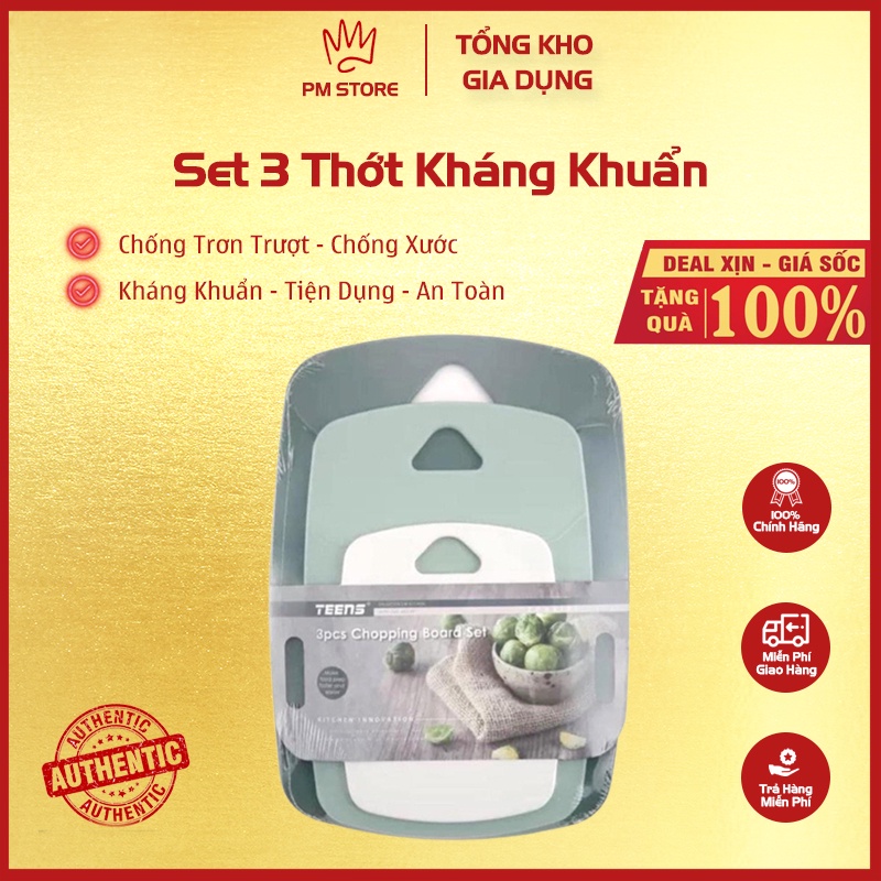 Bộ 3 thớt kháng khuẩn Hàn Quốc, siêu rẻ, nhựa PP dễ dàng vệ sinh, lau chùi - Phương Mai Store