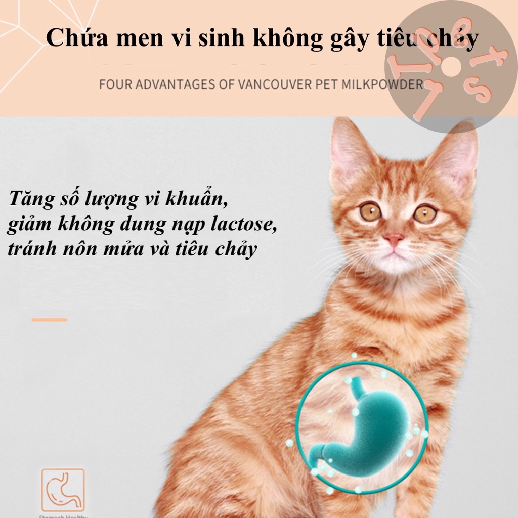 Sữa dê cho mèo con bổ sung canxi, chứa men vi sinh không gây tiêu chảy hộp lớn 400gr