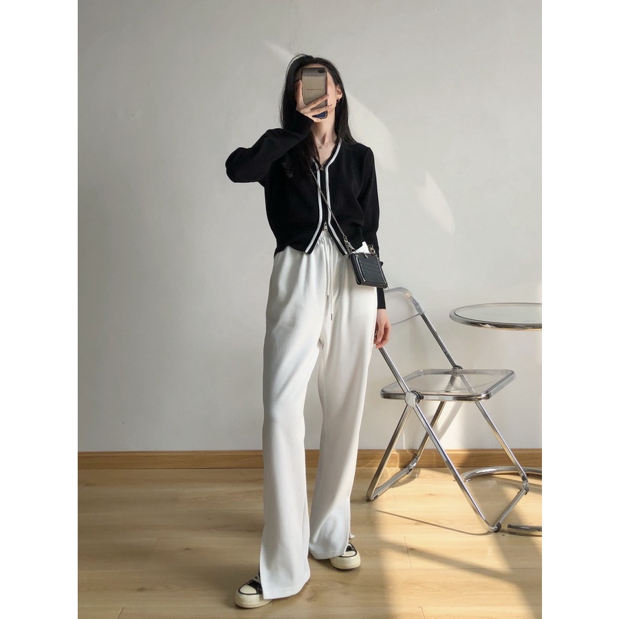 Áo khoác cardigan dệt kim tay dài dáng ôm phối khóa kéo thời trang cho nữ | BigBuy360 - bigbuy360.vn
