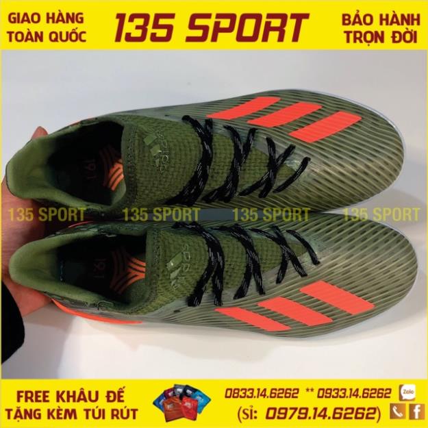 Vip Giày Đá Bóng X19.1 Xanh Rêu Vạch Cam TF(FREE Khâu Đế + Tặng Túi Rút)