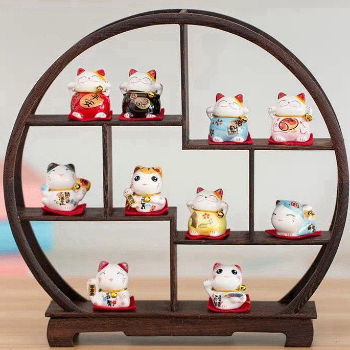 [Hàng sẵn] Tượng trang trí hình mèo may mắn thu hút tài lộc - Chất liệu từ gốm sứ cao cấp size nhỏ