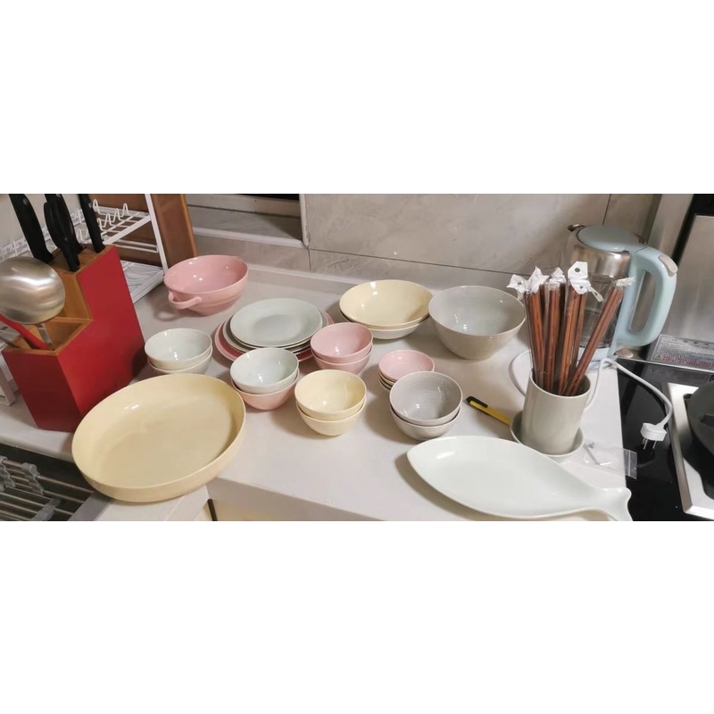 Bộ bát đĩa sứ mix màu cao cấp - Bắc Âu