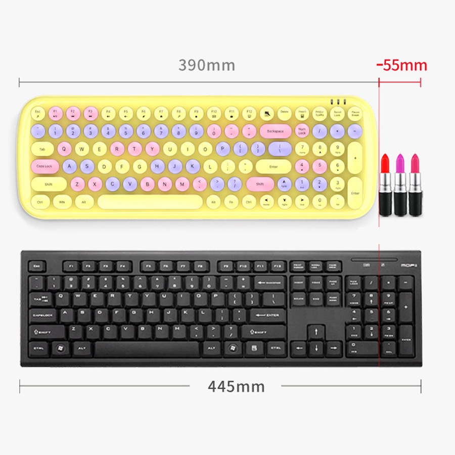 Mofii Candy XR | Bộ bàn phím và chuột không dây cực dễ thương, 104 phím, dùng cho laptop pc tivi, lắp là dùng ngay