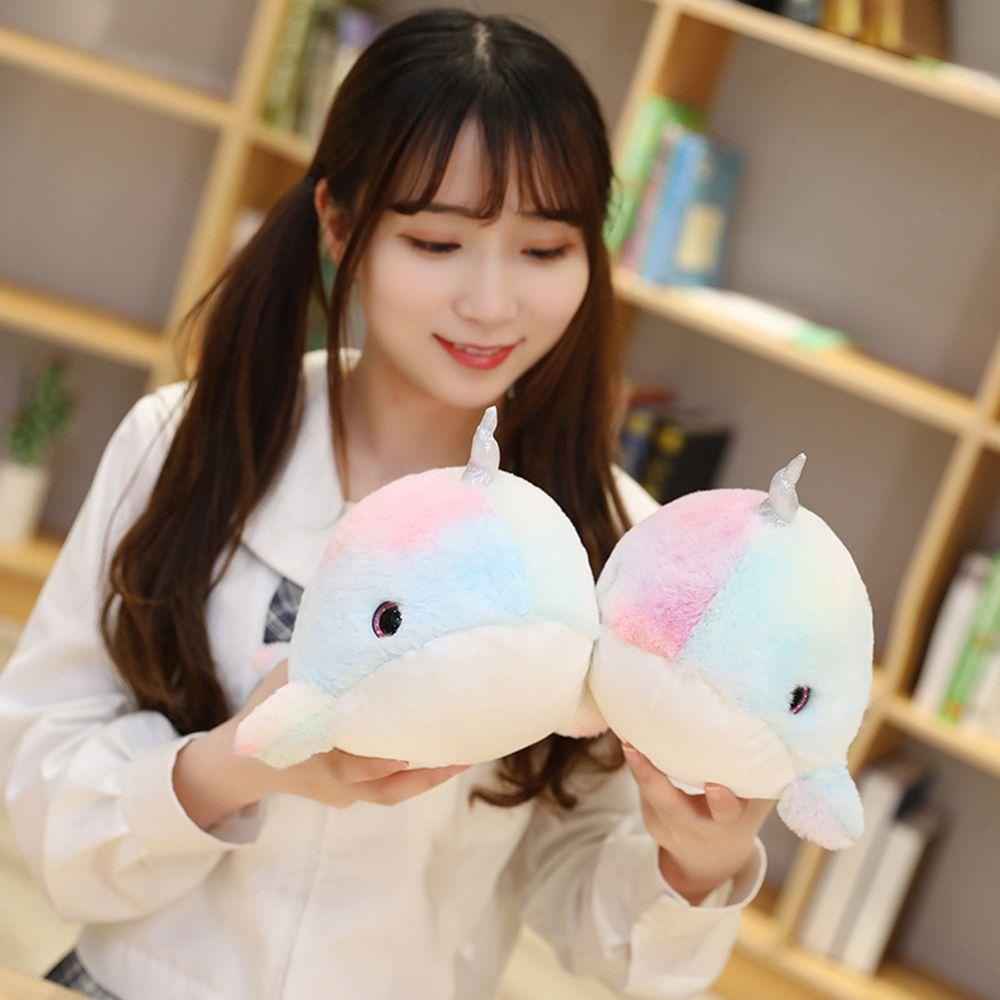 LILYES Đồ chơi nhồi bông Hình Narwhal Hoạt Hình Nhiều Màu Trang Trí Phòng Ngủ