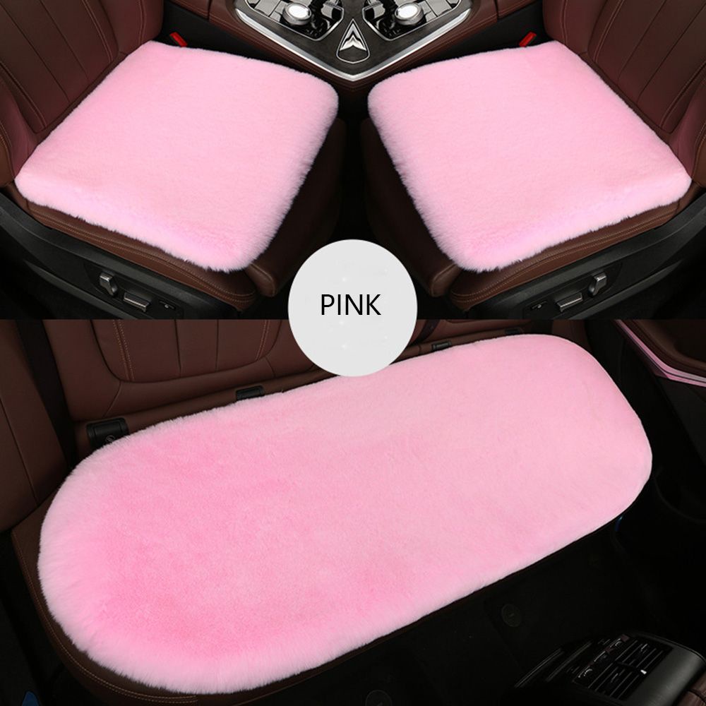 Đệm lót ghế ngồi ba mảnh bằng lông thỏ nhân tạo chống trượt giữ ấm vào mùa đông cho xe hơi