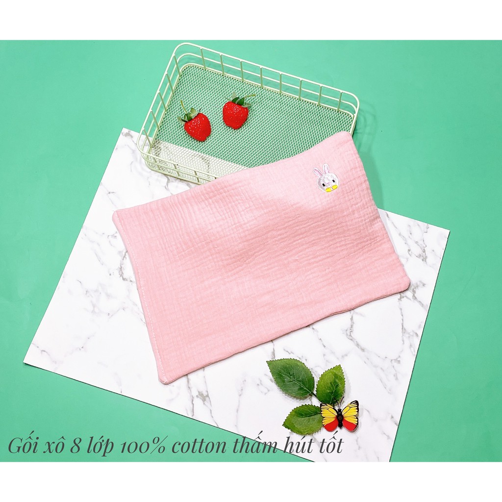 Gối Xô 8 lớp họa tiết thêu 100% cotton Mềm Mịn Cao Cấp Thấm Hút Mồ Hôi Cho Bé Sơ Sinh