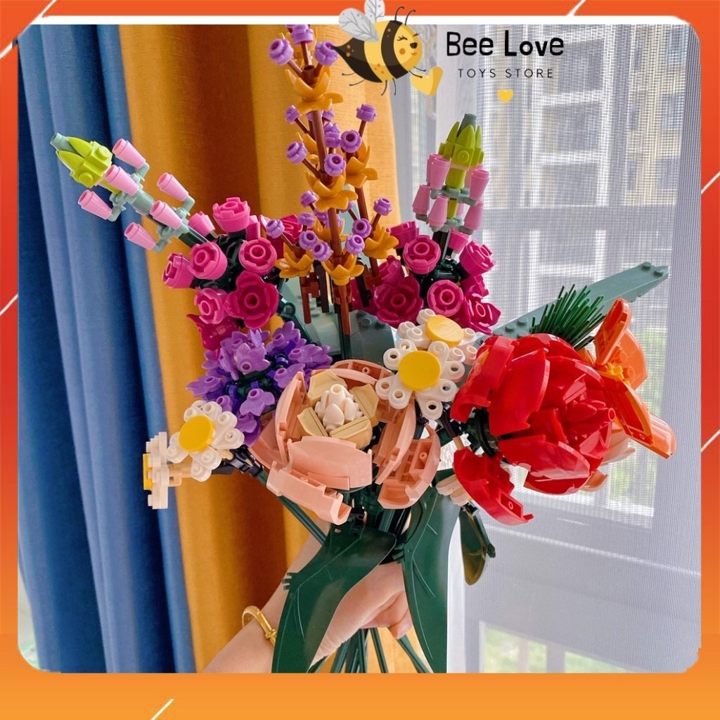 Bộ xếp hình Lego hoa decor Flower Bouquet, bộ đồ chơi lắp ráp cho bé phát triển não bộ kết hợp trang trí BL92 BeeLove