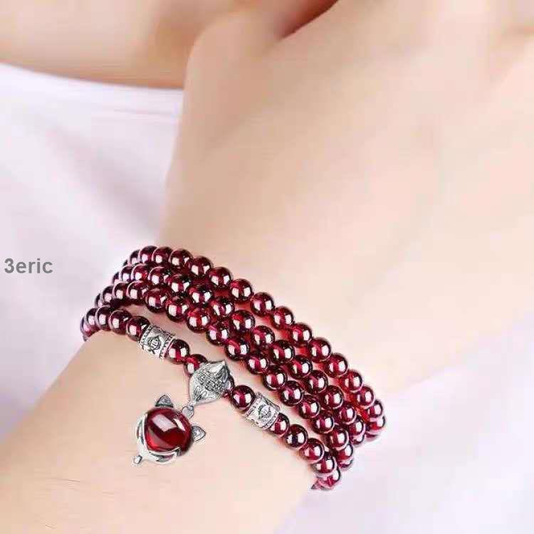 Set 108 Vòng Tay Chuỗi Hạt Đá Garnet Nhiều Lớp Cho Nữ