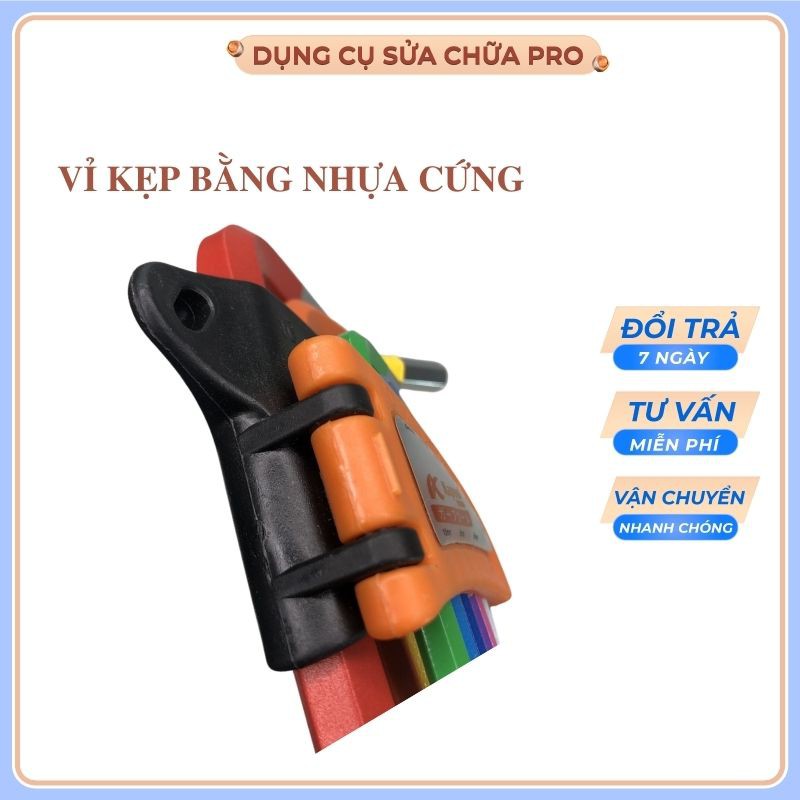 Lục giác nhật 9 cây : 1.5, 2, 2.5, 3, 4, 5, 6, 8, 10 mm thép mạ crom với công nghệ xử lý nhiệt siêu bền