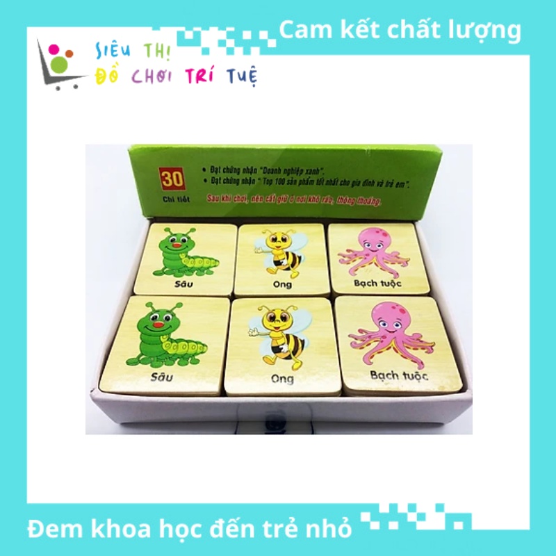 Đồ Chơi Tìm Hình Con Vật Giống Nhau - Đồ Chơi Trí Tuệ Cho Bé, Rèn Luyện Sự Tập Trung Và Trí Nhớ, Đồ Chơi Gỗ
