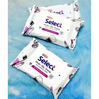 Khăn ướt tẩy trang tiện dụng làm sạch make up Select 20 tờ tinh chất dưa leo lô hội và vitamin