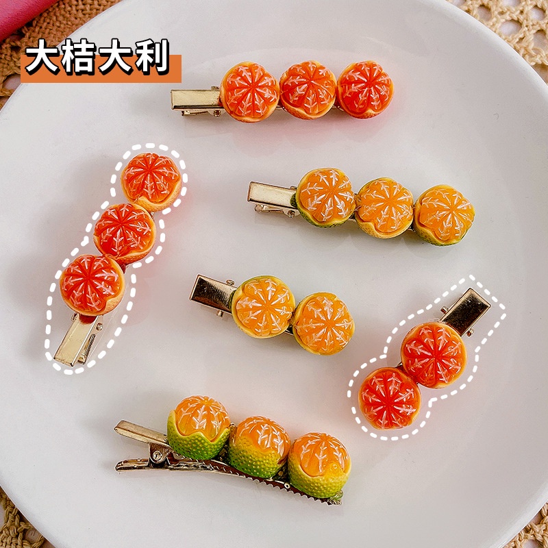 Kẹp Tóc Mỏ Vịt Hình Trái Cam Nửa Mặt Dễ Thương Phong Cách Nhật Bản Cho Nữ