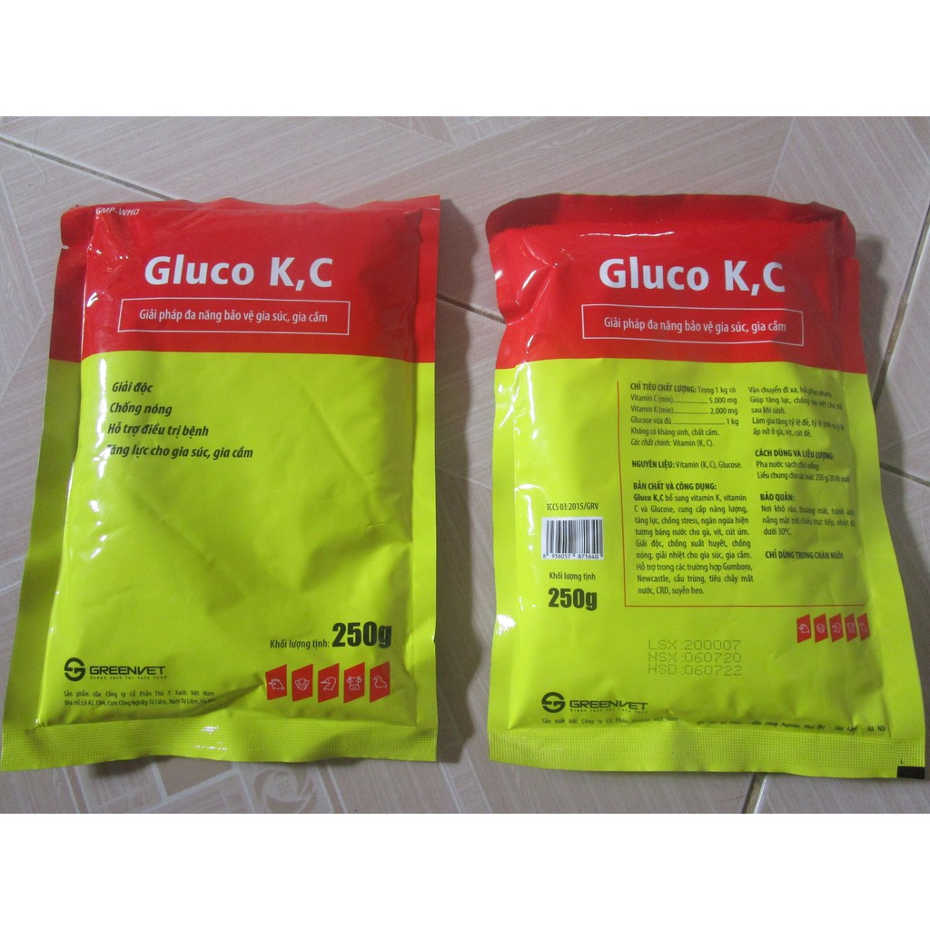 Gluco K,C - Điện giải bổ sung đường, Vitamin K,C bảo vệ gia súc, gia cầm