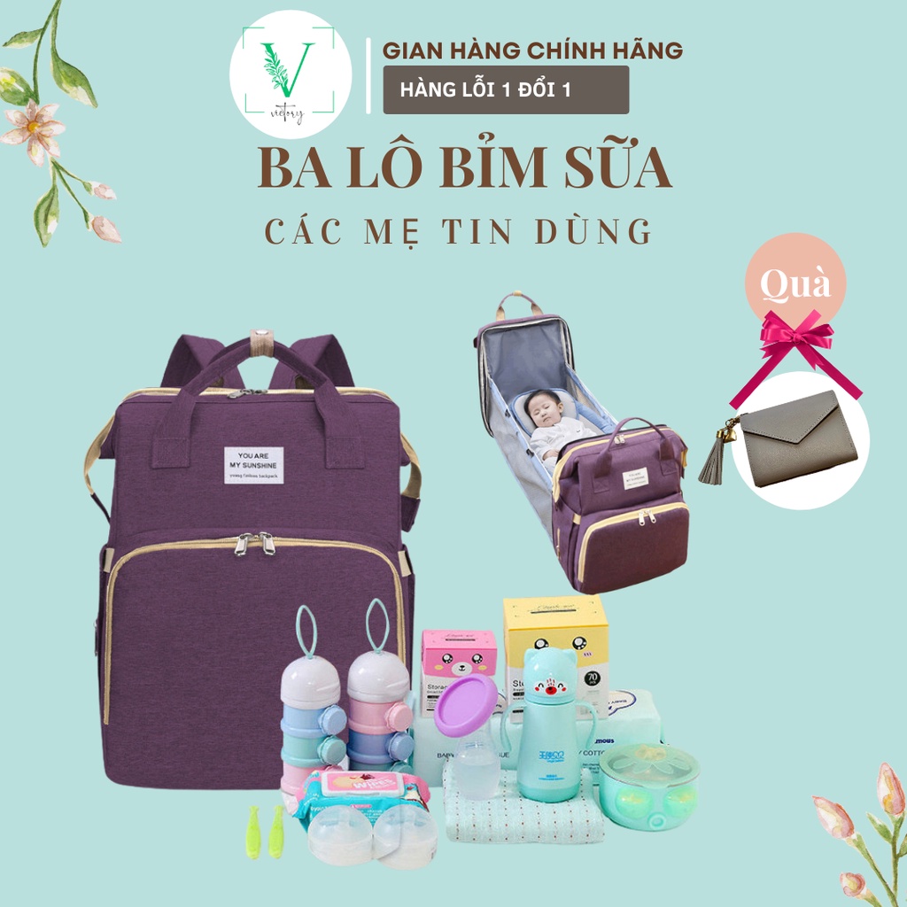 💖Balo Bỉm Sữa Kèm Giường Cho Bé, Ngăn Giữ Nhiệt, Vải Chống Thấm Tiện Dụng Cao Cấp -SKU: 501 - VICTORY💖