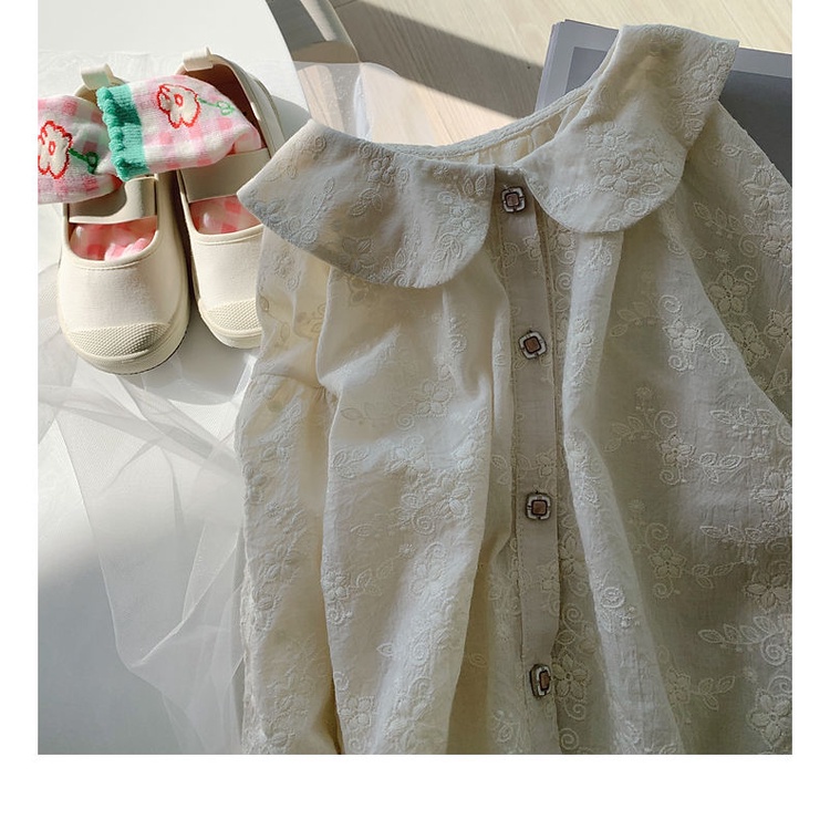 Bộ Áo Sơ Mi Tay Dài Cổ Búp Bê + Chân Váy Denim Phong Cách Hàn Quốc Thời Trang Mùa Xuân Mới 2022 Dành Cho Bé Gái