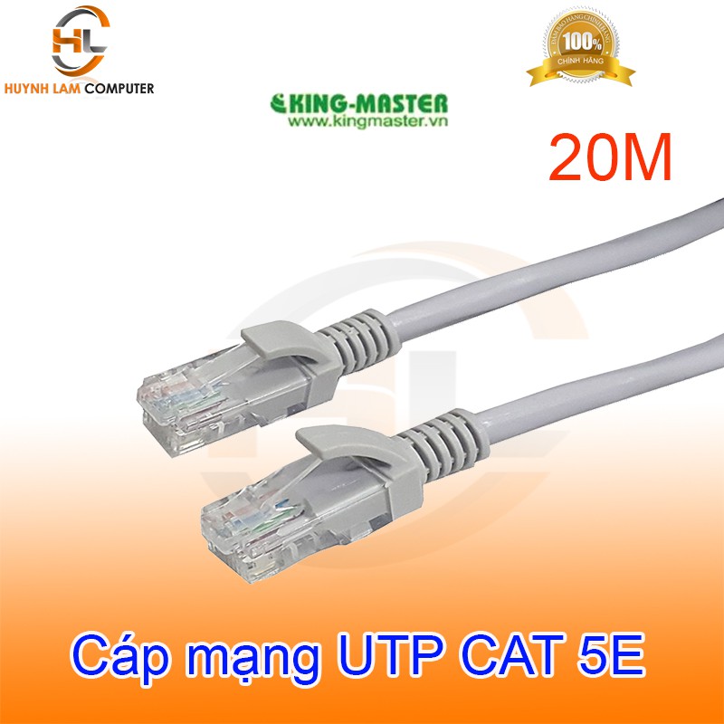 [Mã ELFLASH5 giảm 20K đơn 50K] Cáp mạng 20M UTP CAT 5E King-Master High Speed trắng - Hãng phân phối