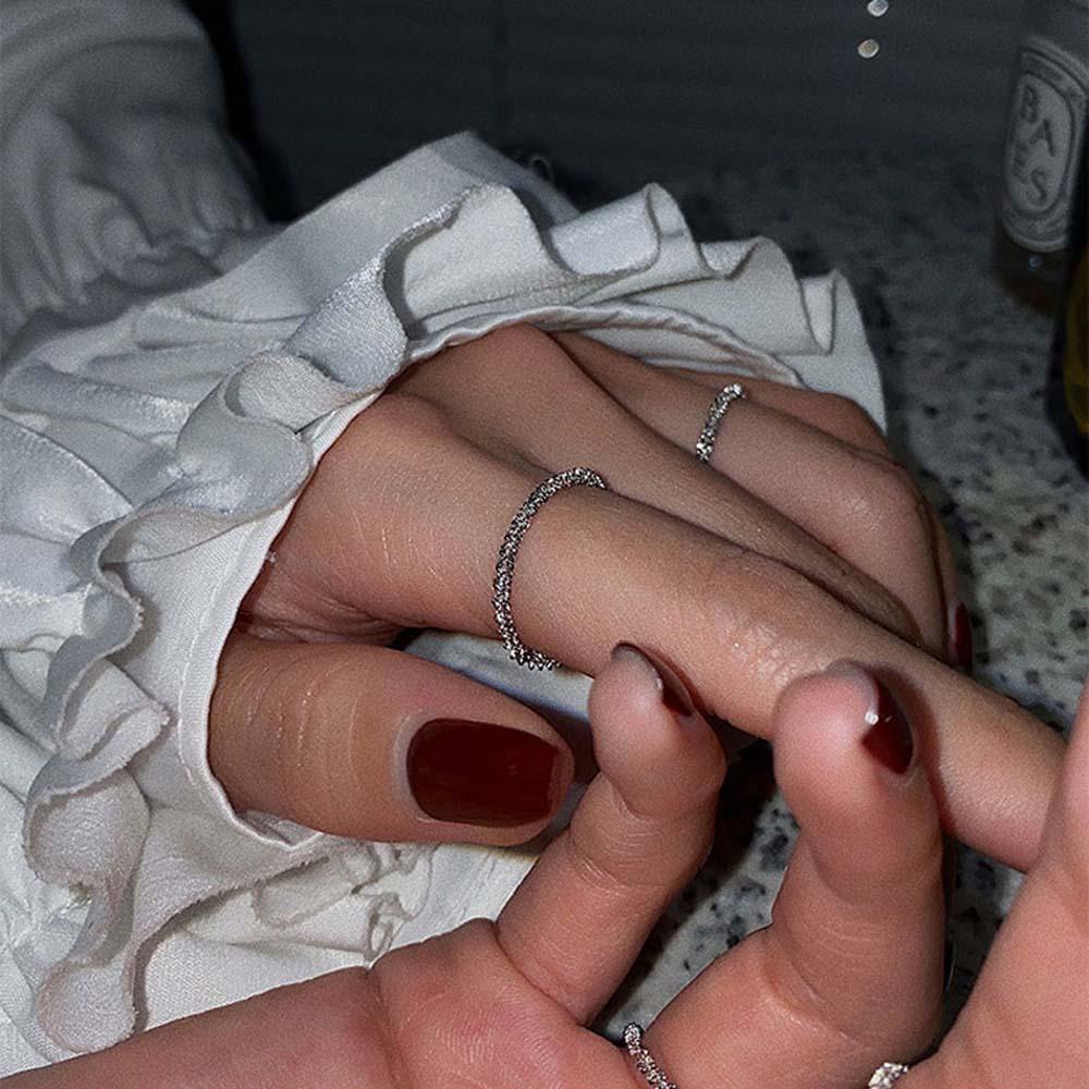 FORBETTER Nhẫn Dây Xích Bằng Đồng Lấp Lánh Thời Trang Cho Nữ