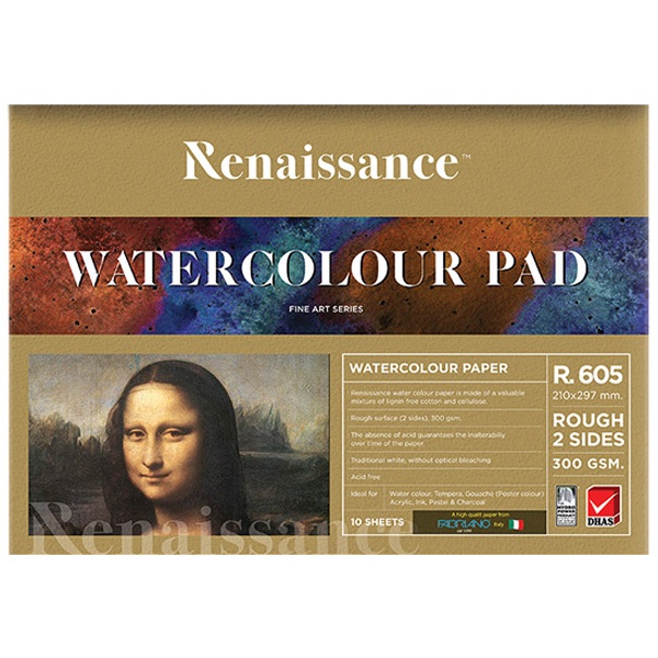 Tập Vẽ Màu Nước A4 300gsm - Renaissance R-605 (10 Tờ)