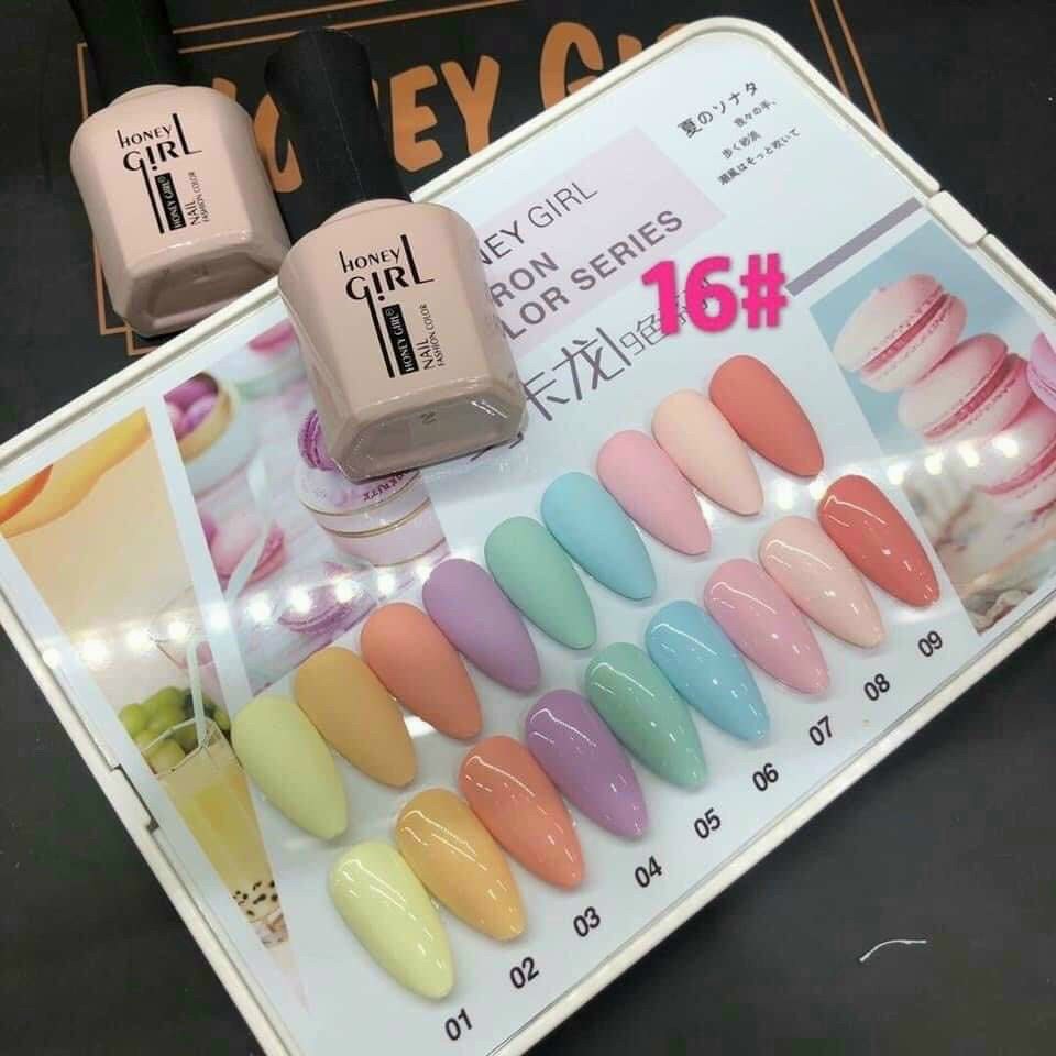 Tổng hợp set sơn 9 chai Honey Girl , nhiều bảng màu đẹp cho tiệm nail lựa chọn