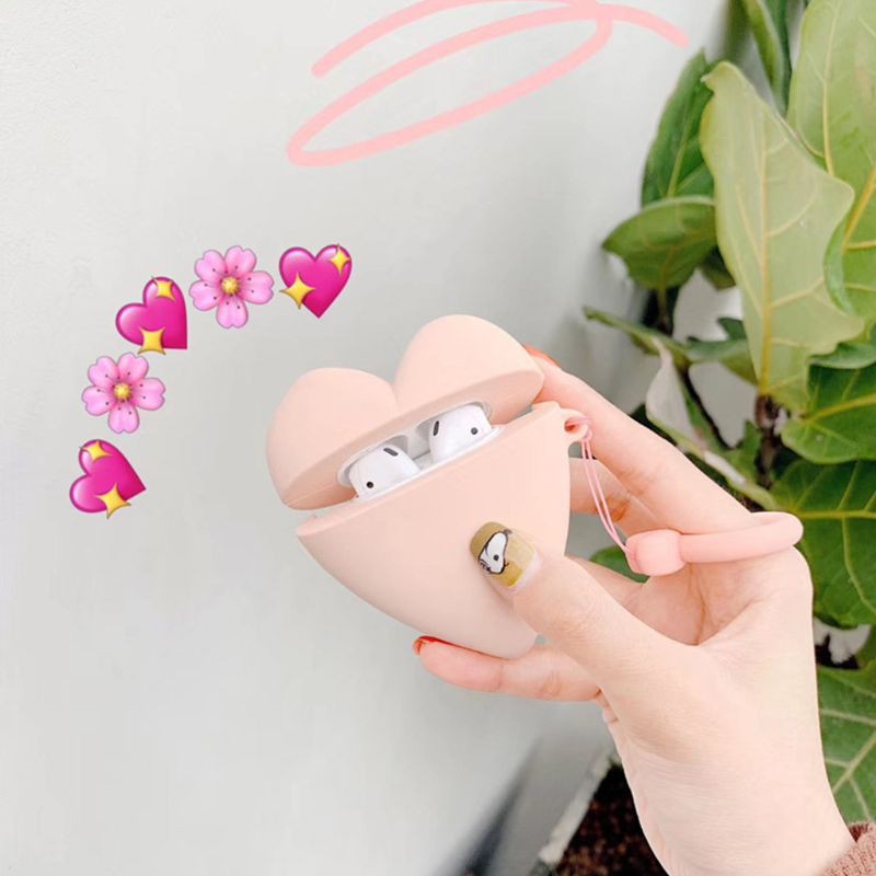 Vỏ Đựng Bảo Vệ Hộp Sạc Tai Nghe Airpods 1 / 2 Hình Trái Tim