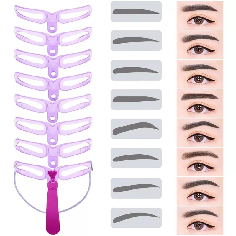 Set dụng cụ vẽ chân mày với 8 khuôn có thể tái sử dụng