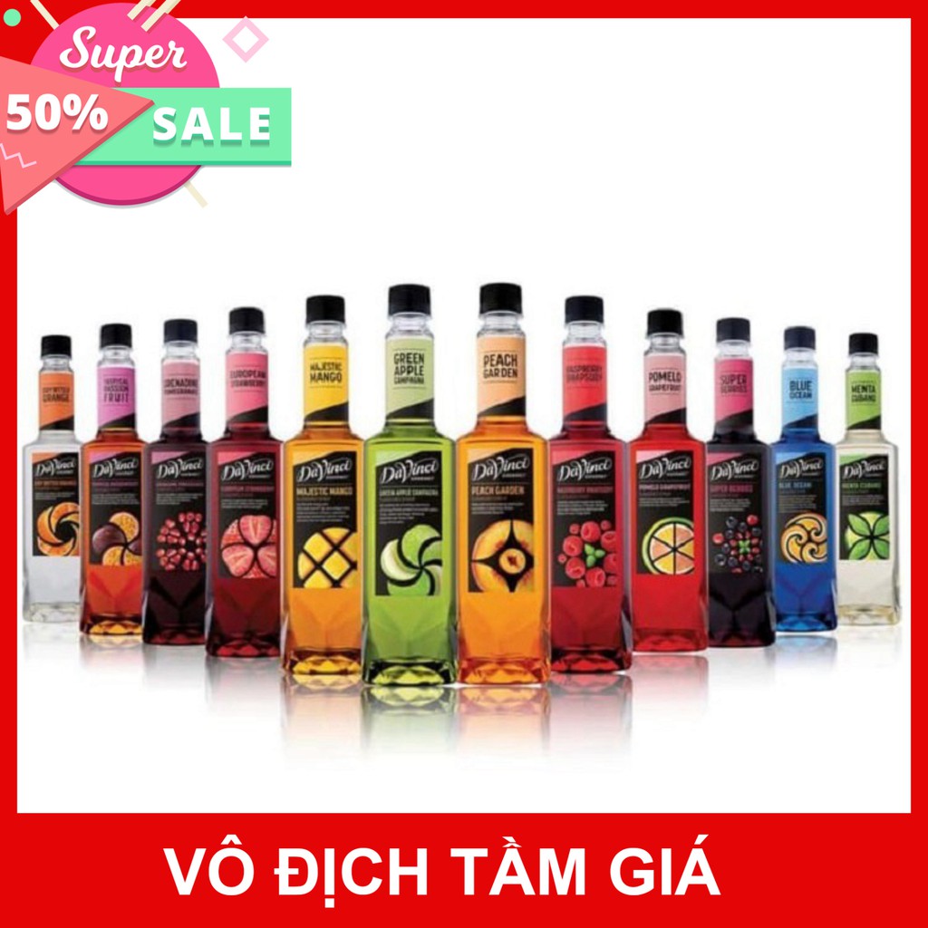Syrup Davinci Chai 750ml các hương Đào - Dâu - Vải - Sả - Hạnh Nhân
